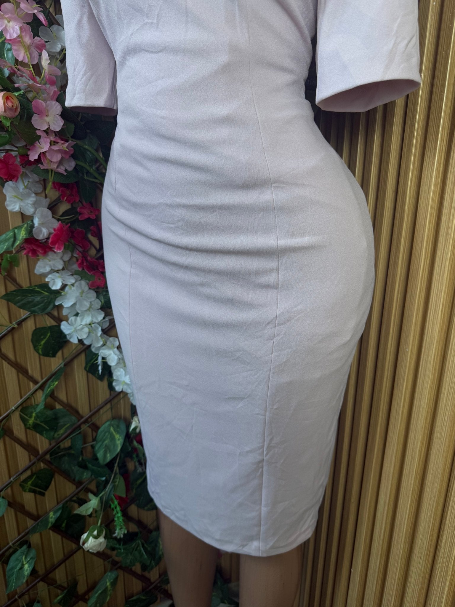 Robe moulante manches 3/4 col rond-S 12 - Perluna Store