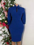 Robe moulante manches 3/4 décollectée - Perluna Store