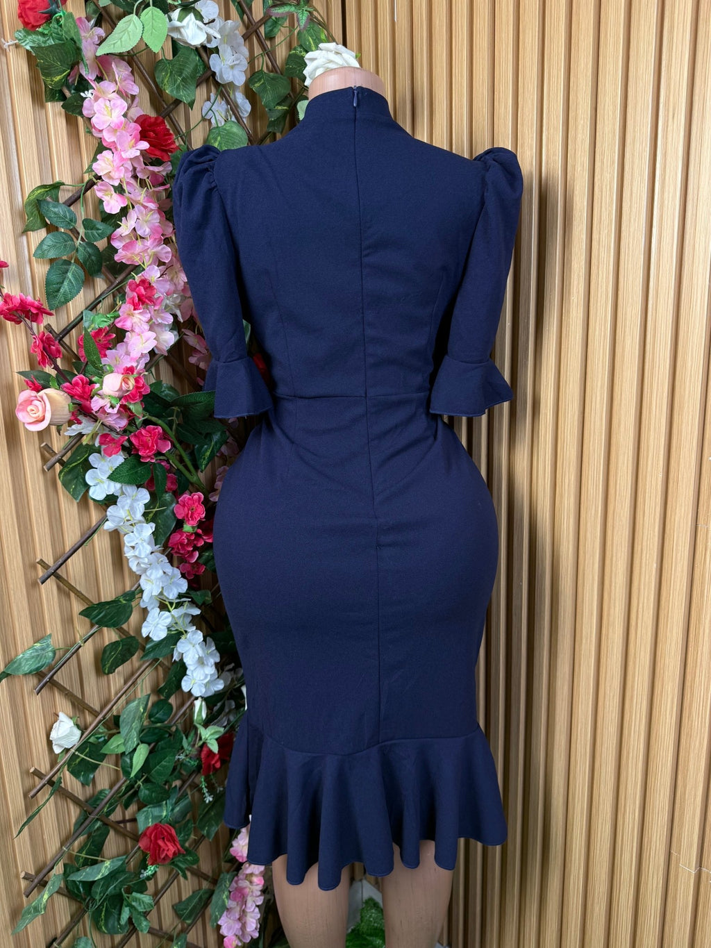 Robe moulante manches 3/4 drapée - Perluna Store