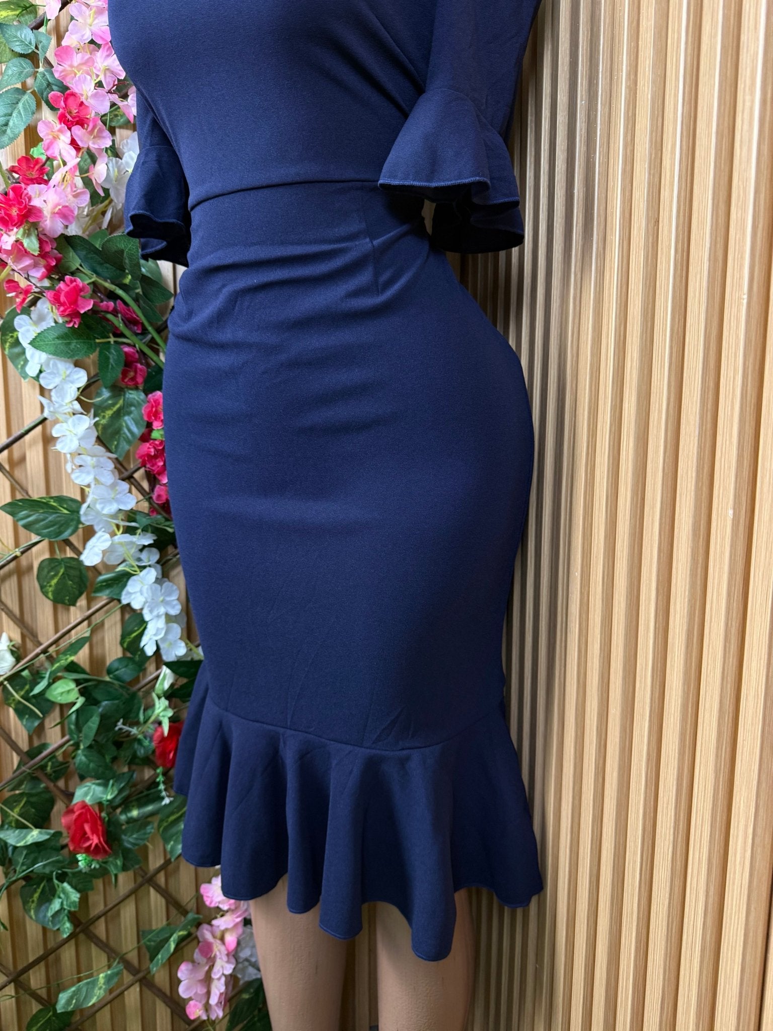 Robe moulante manches 3/4 drapée - Perluna Store