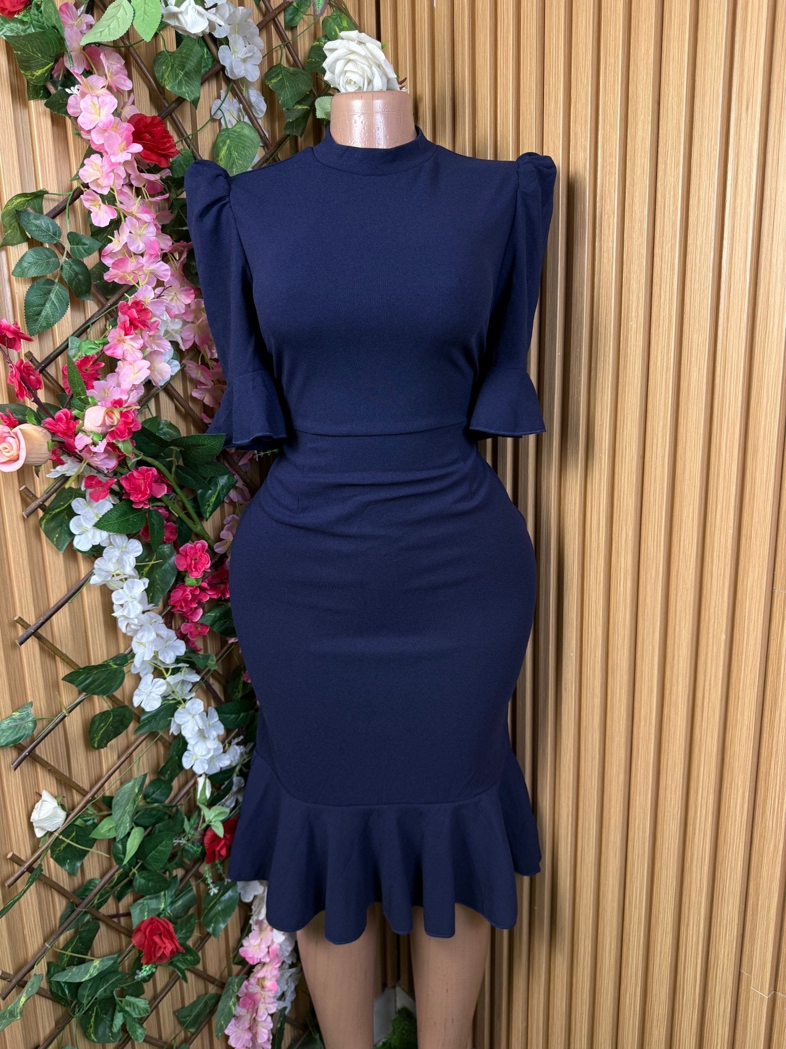 Robe moulante manches 3/4 drapée - Perluna Store