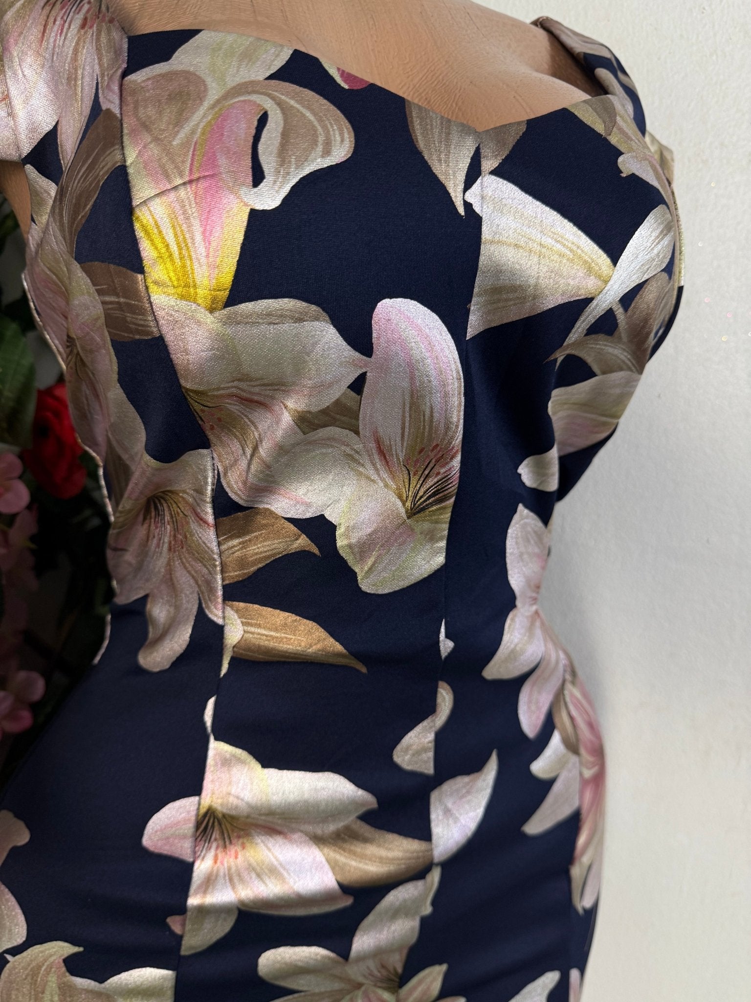 Robe moulante manches courtes imprimée fleurie - Perluna Store