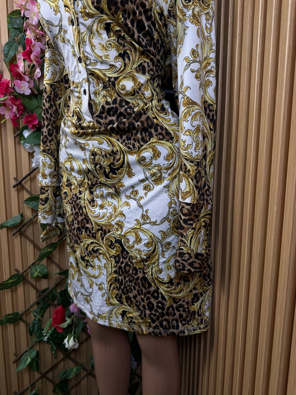 Robe moulante manches longues à col chemise - Perluna Store