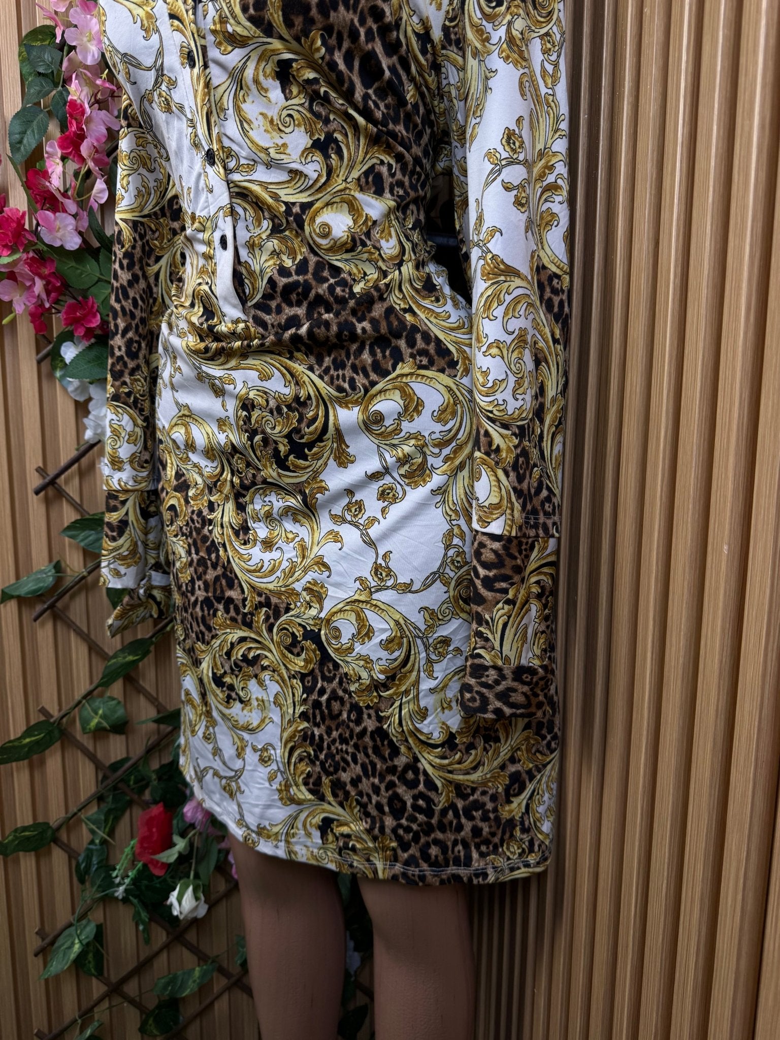 Robe moulante manches longues à col chemise - Perluna Store