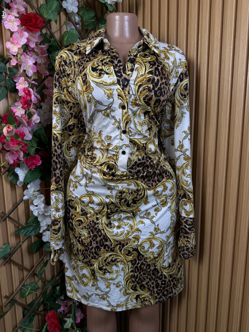 Robe moulante manches longues à col chemise - Perluna Store