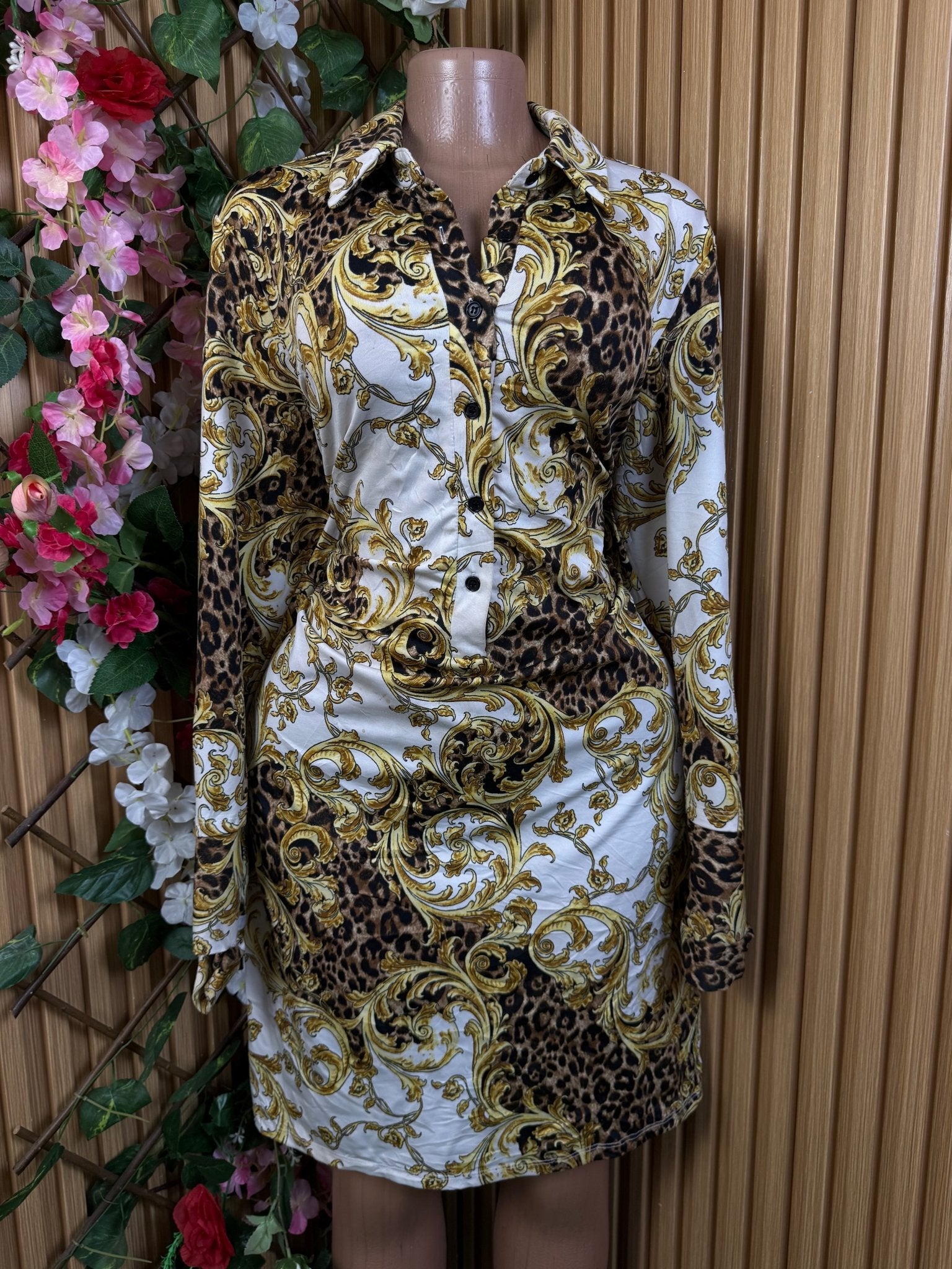 Robe moulante manches longues à col chemise - Perluna Store