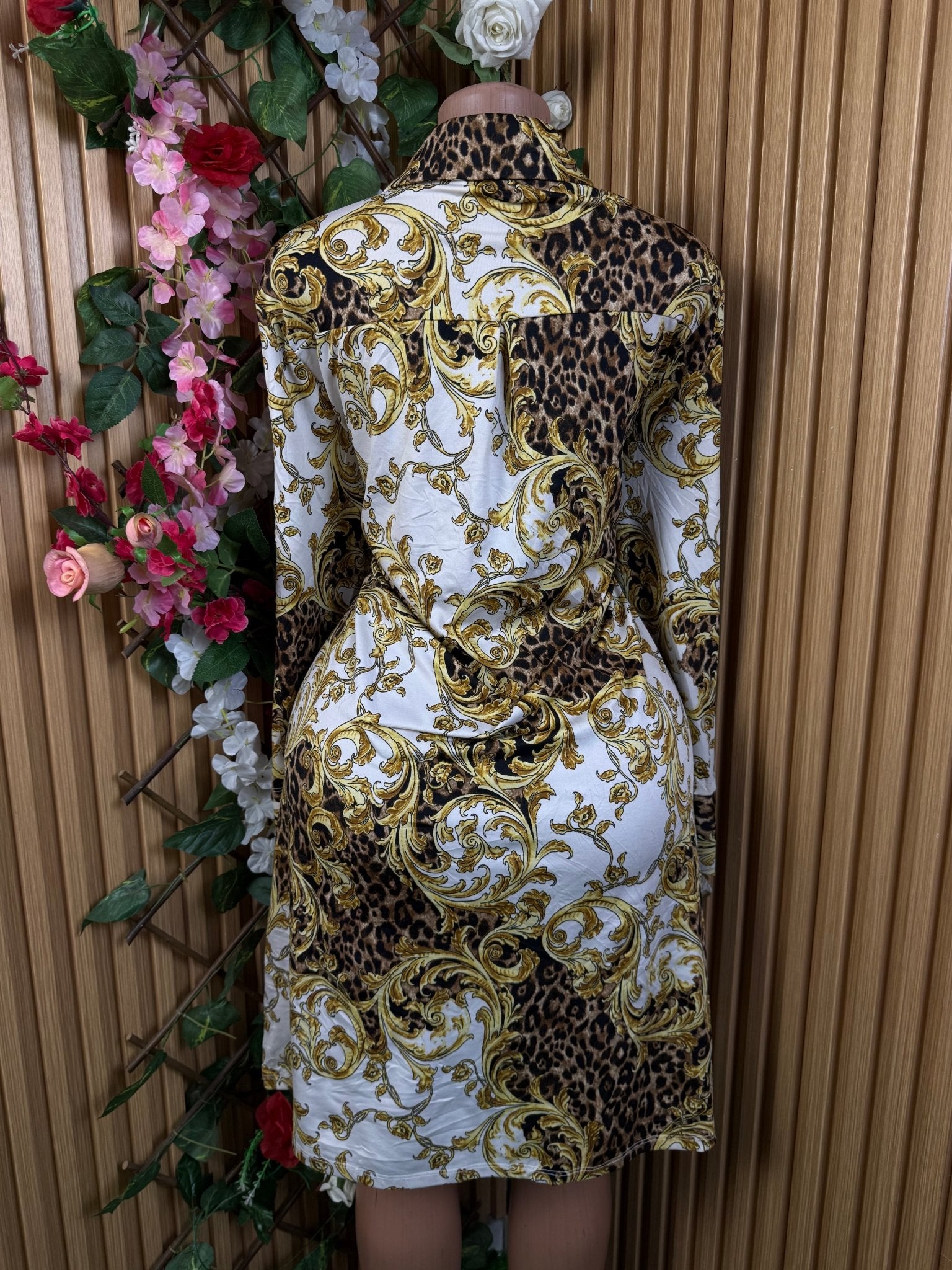 Robe moulante manches longues à col chemise - Perluna Store