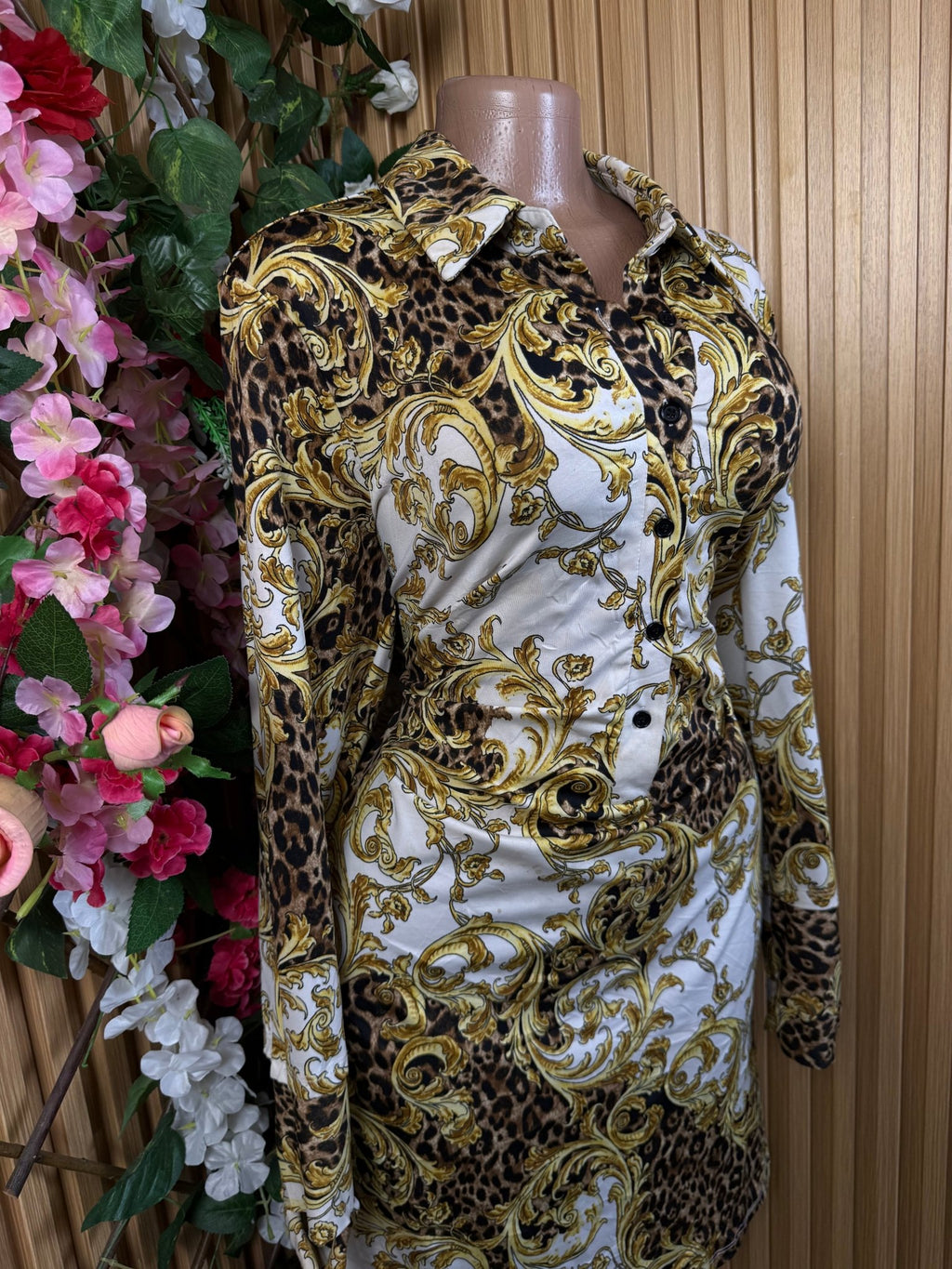 Robe moulante manches longues à col chemise - Perluna Store
