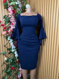 Robe moulante manches longues col carré - Perluna Store