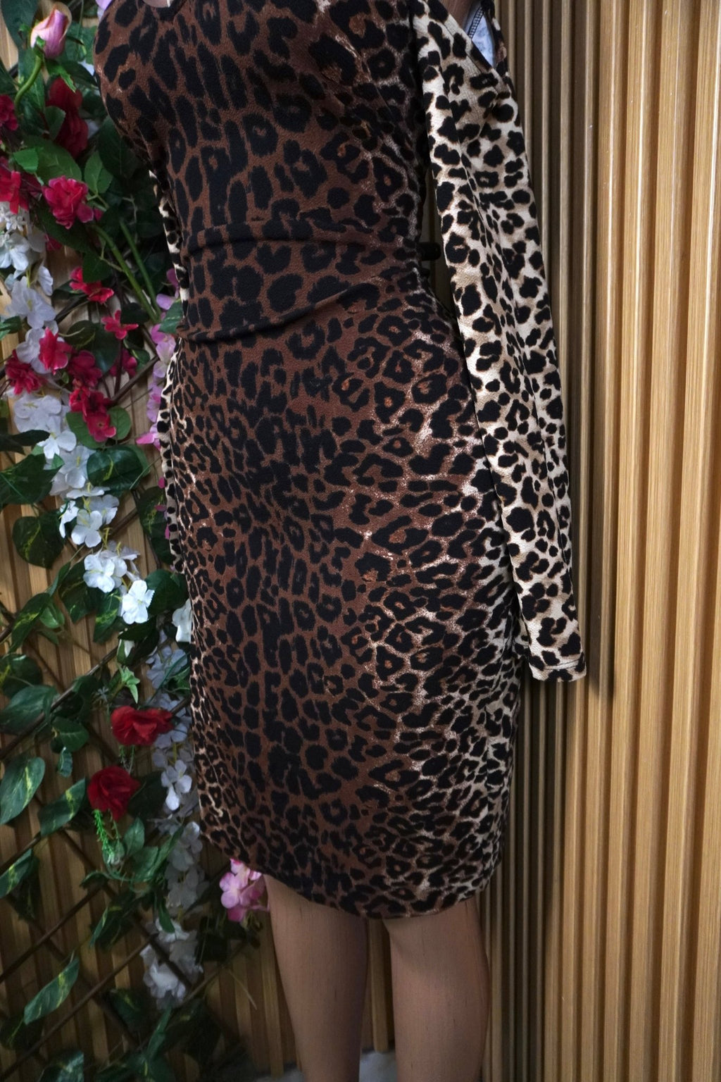 Robe moulante manches longues décolletée-M - Perluna Store