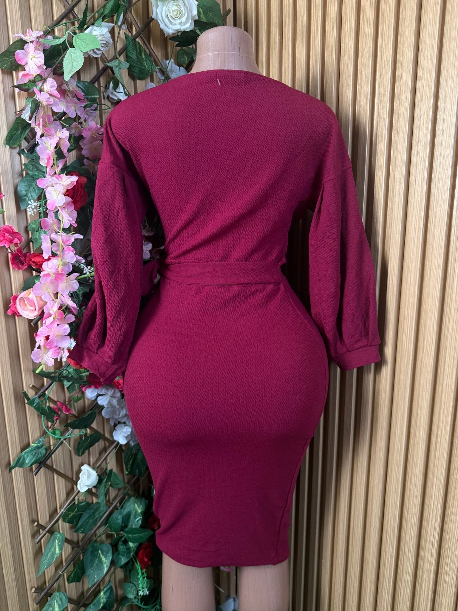 Robe moulante manches longues drapée - Perluna Store