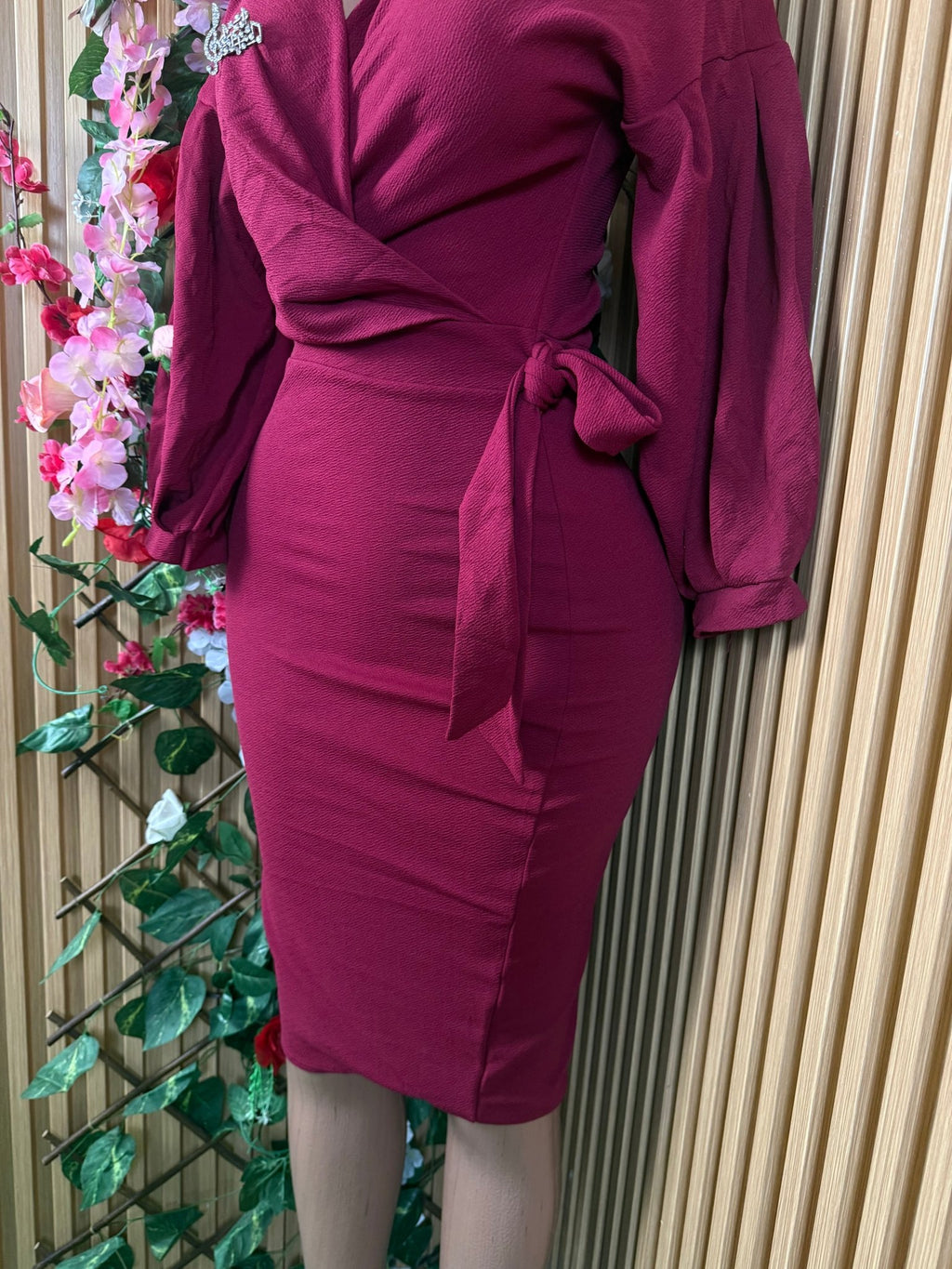 Robe moulante manches longues drapée - Perluna Store