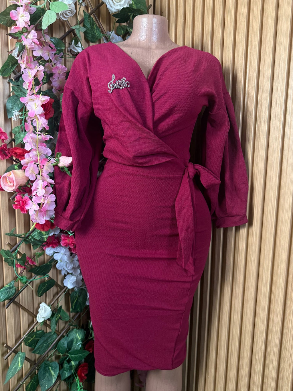 Robe moulante manches longues drapée - Perluna Store
