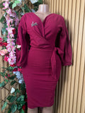 Robe moulante manches longues drapée - Perluna Store