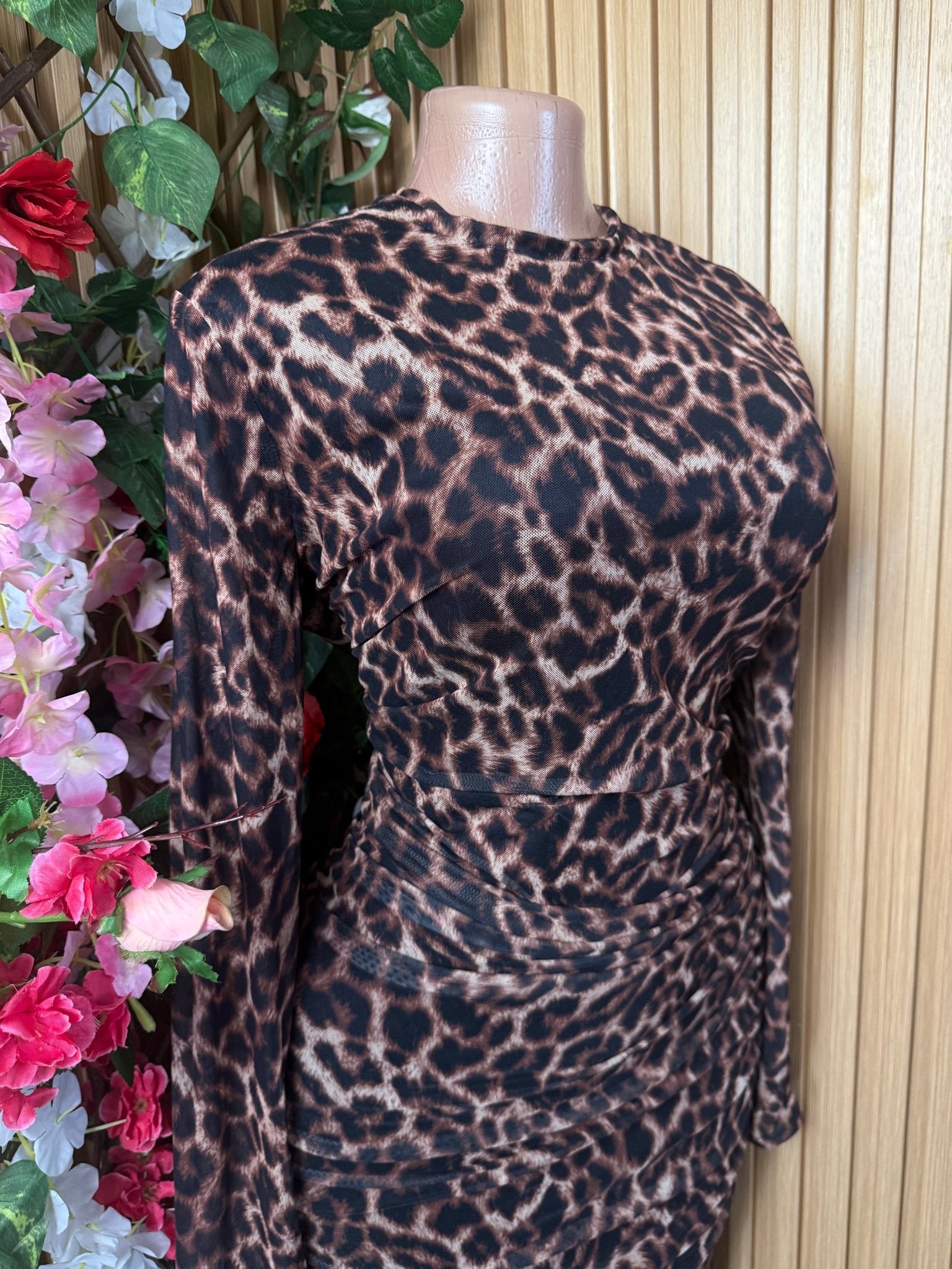 Robe moulante manches longues imprimée animal - Perluna Store