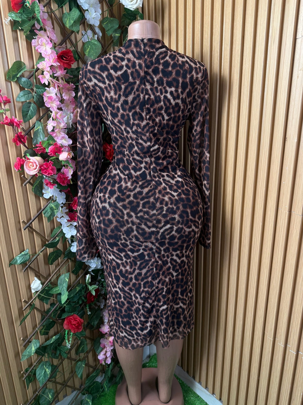 Robe moulante manches longues imprimée animal - Perluna Store