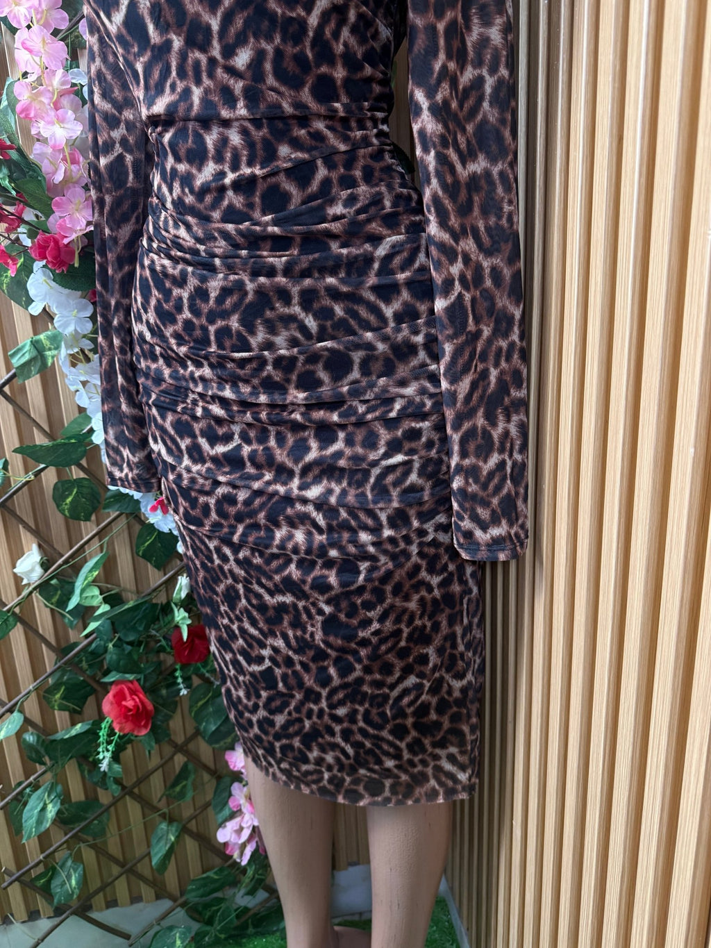 Robe moulante manches longues imprimée animal - Perluna Store