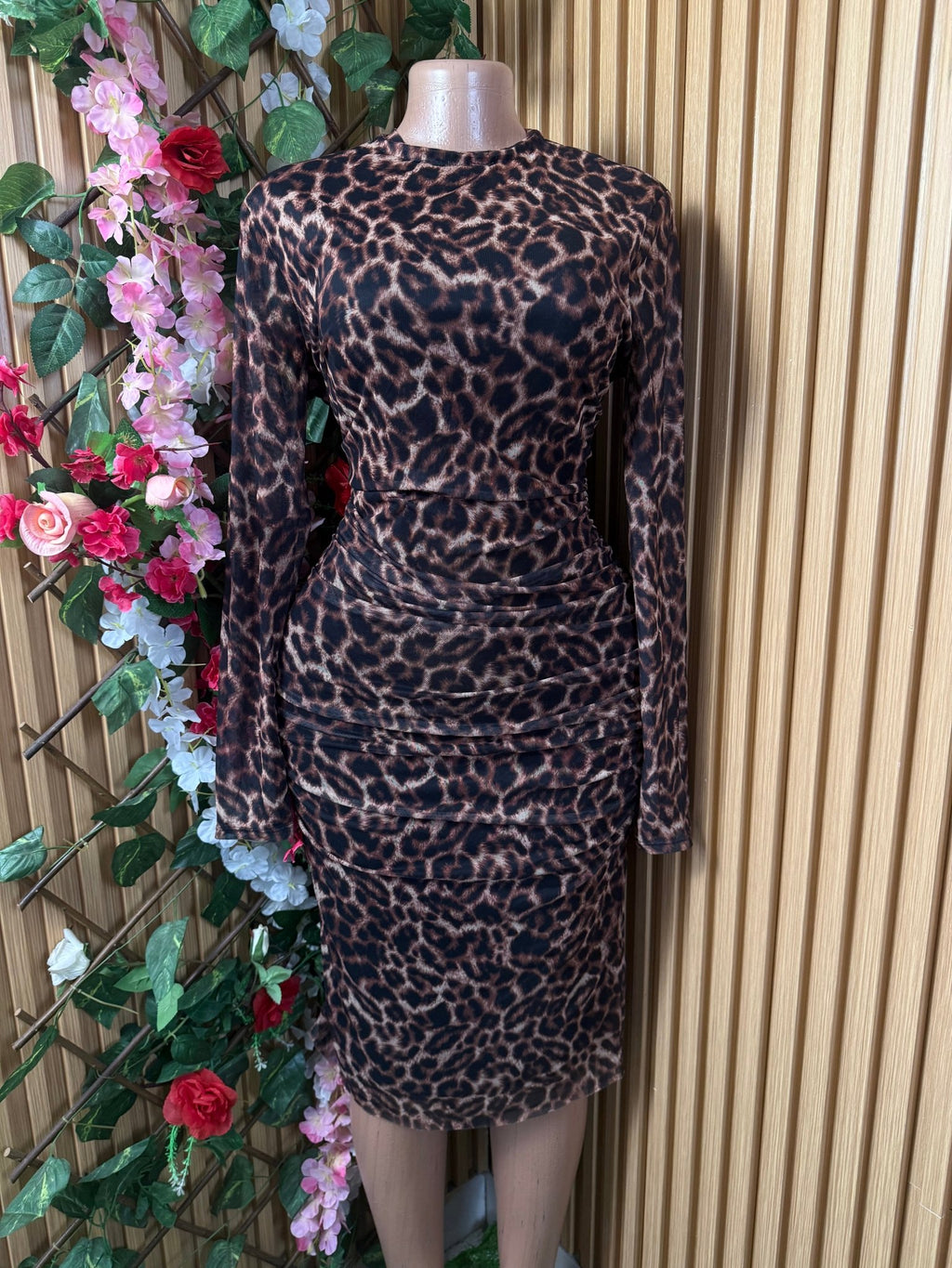 Robe moulante manches longues imprimée animal - Perluna Store