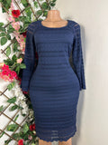 Robe moulante manches longues imprimée dentelle - Perluna Store