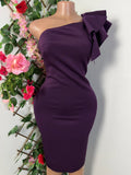 Robe moulante mi longue à une épaule sans manche - Perluna Store