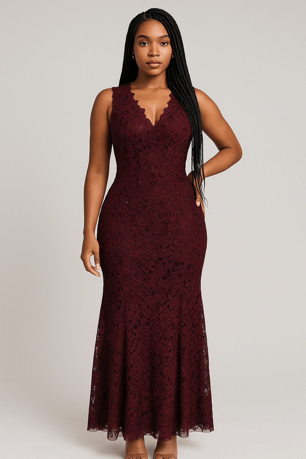 Robe moulante sans manche colle V - Perluna Store - kinshasa