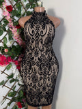 Robe moulante sans manches imprimée bretelles - Perluna Store