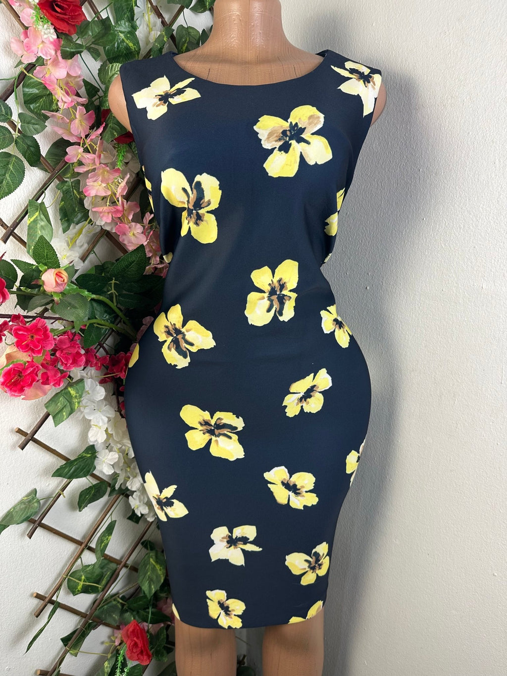 Robe moulante sans manches imprimée fleurie - Perluna Store