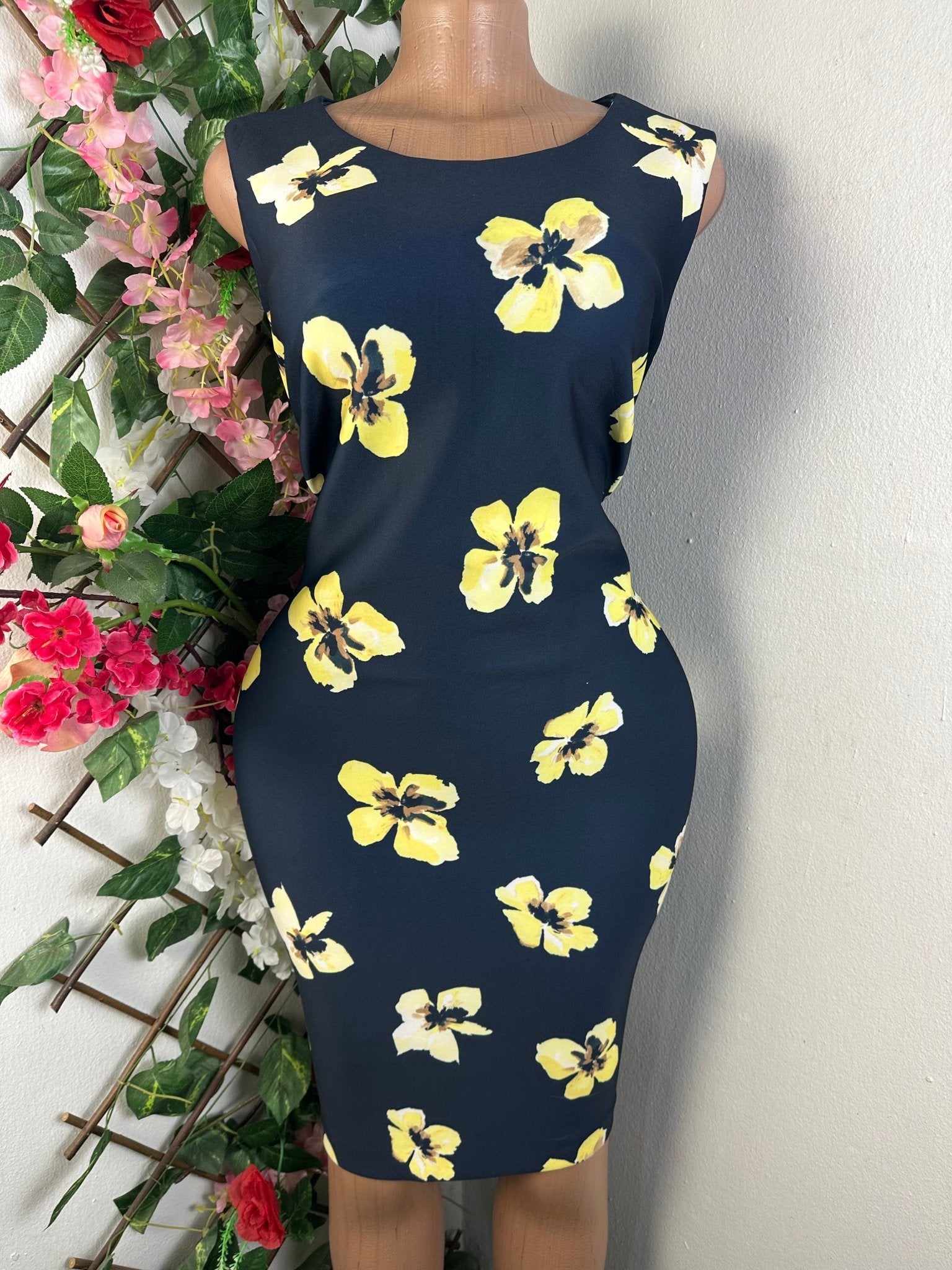 Robe moulante sans manches imprimée fleurie - Perluna Store