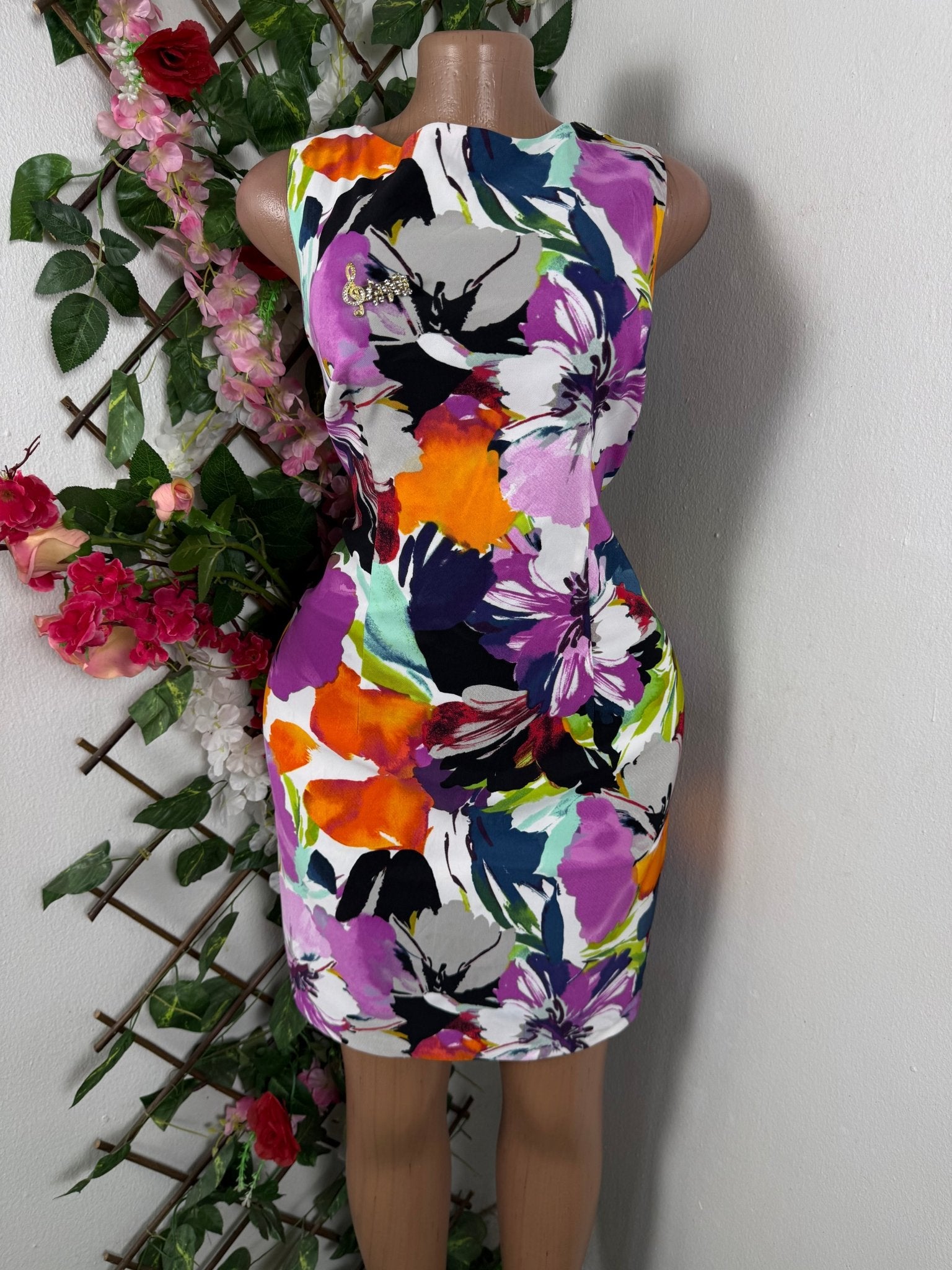 Robe moulante sans manches imprimée fleurie - Perluna Store