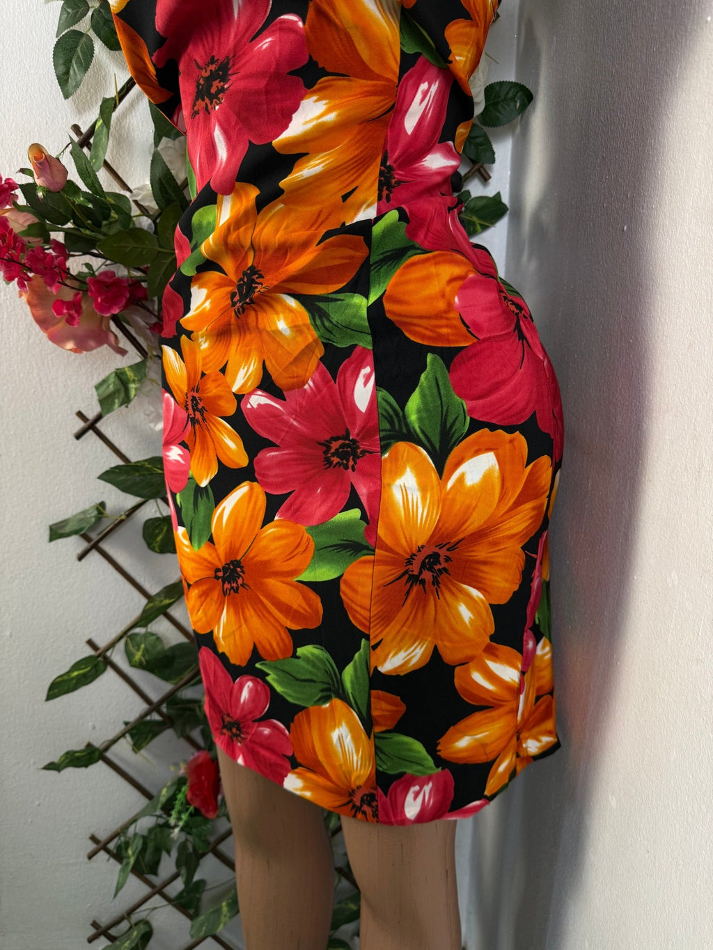 Robe moulante sans manches imprimée fleurie - Perluna Store
