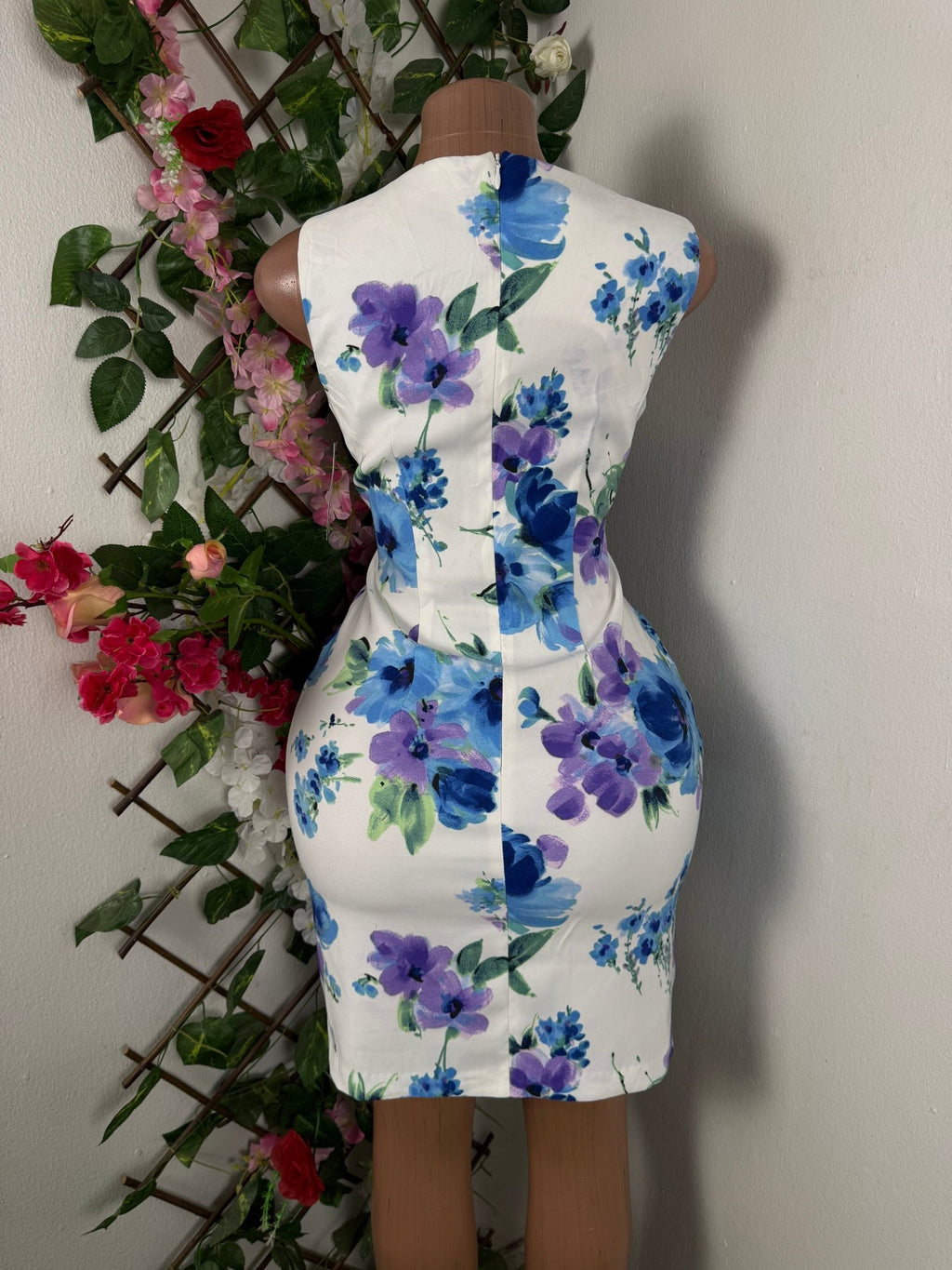 Robe moulante sans manches imprimée fleurie - Perluna Store