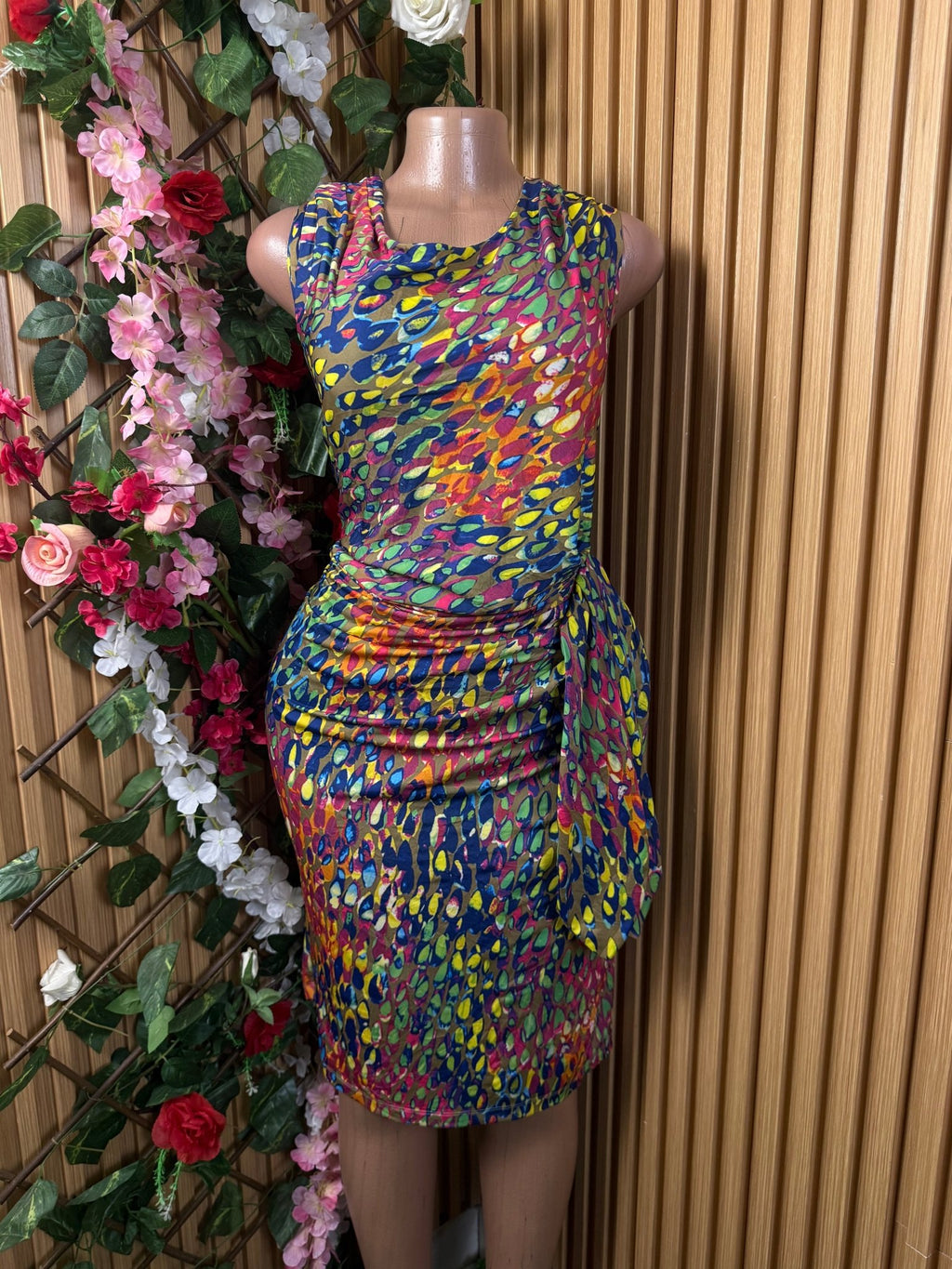 Robe moulante sans manches imprimée fleurie - Perluna Store