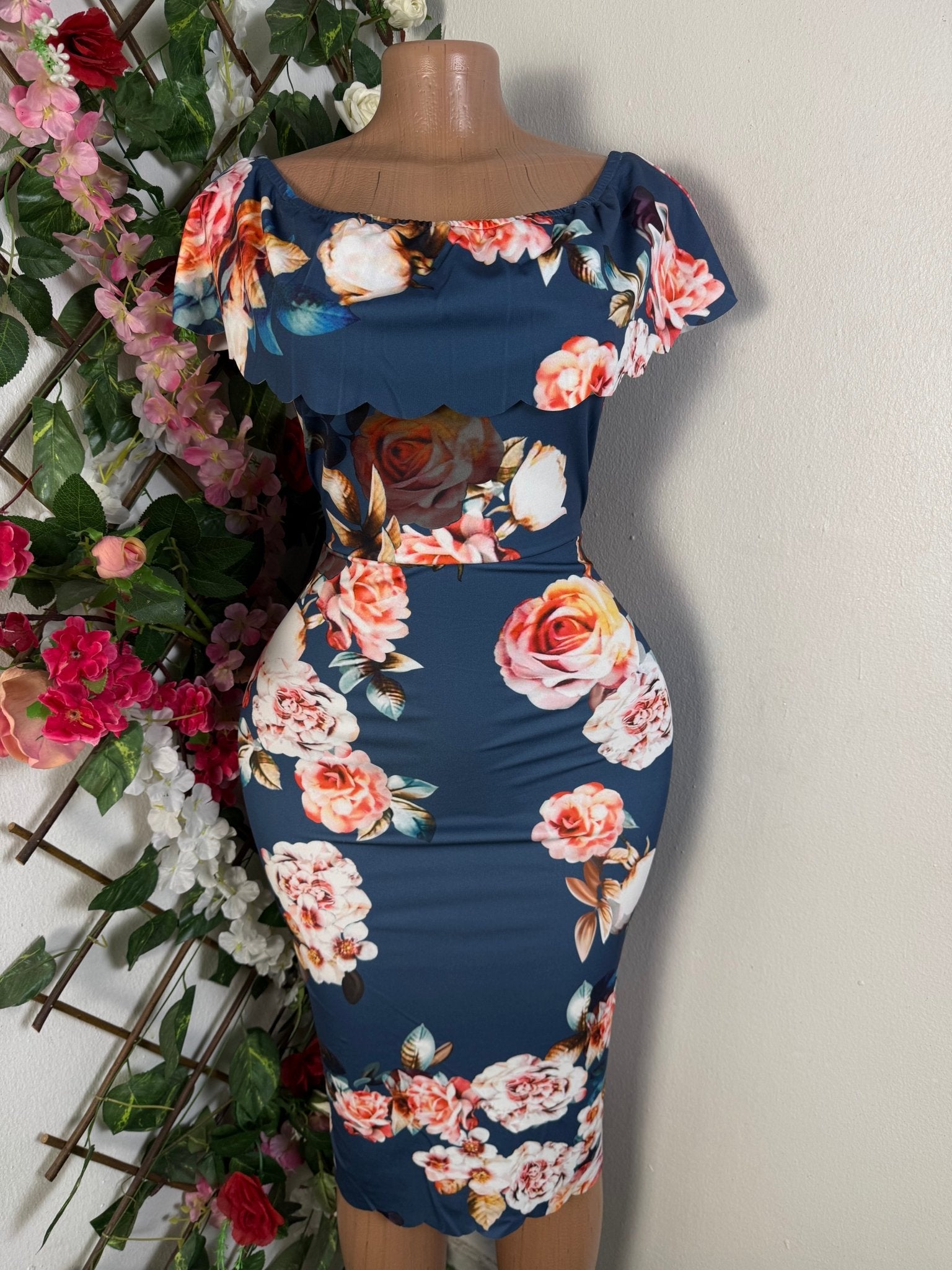 Robe moulante sans manches imprimée fleurie - Perluna Store