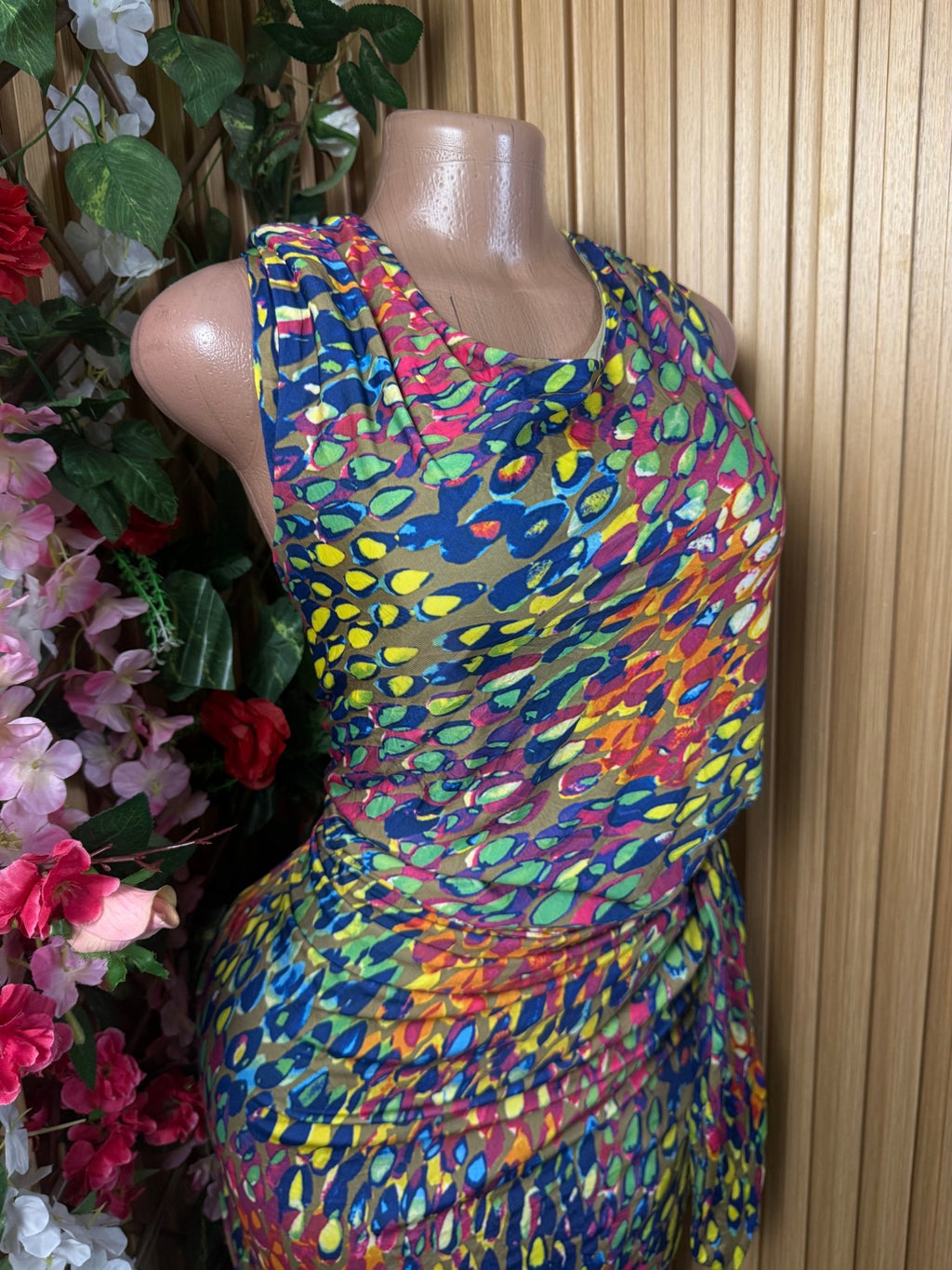 Robe moulante sans manches imprimée fleurie - Perluna Store