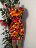 Robe moulante sans manches imprimée fleurie - Perluna Store
