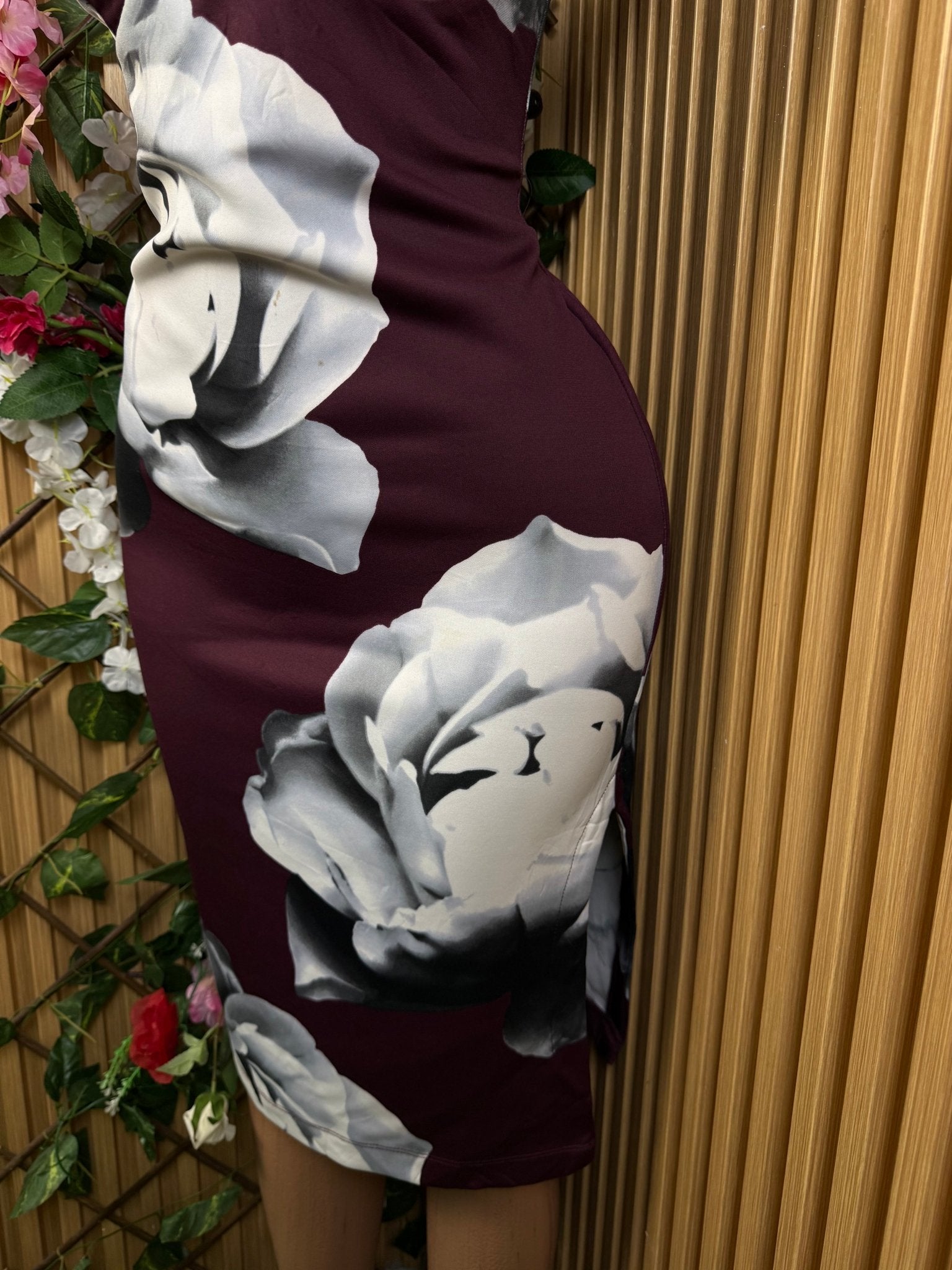 Robe moulante slim à fine bretelles imprimée fleurie - Perluna Store