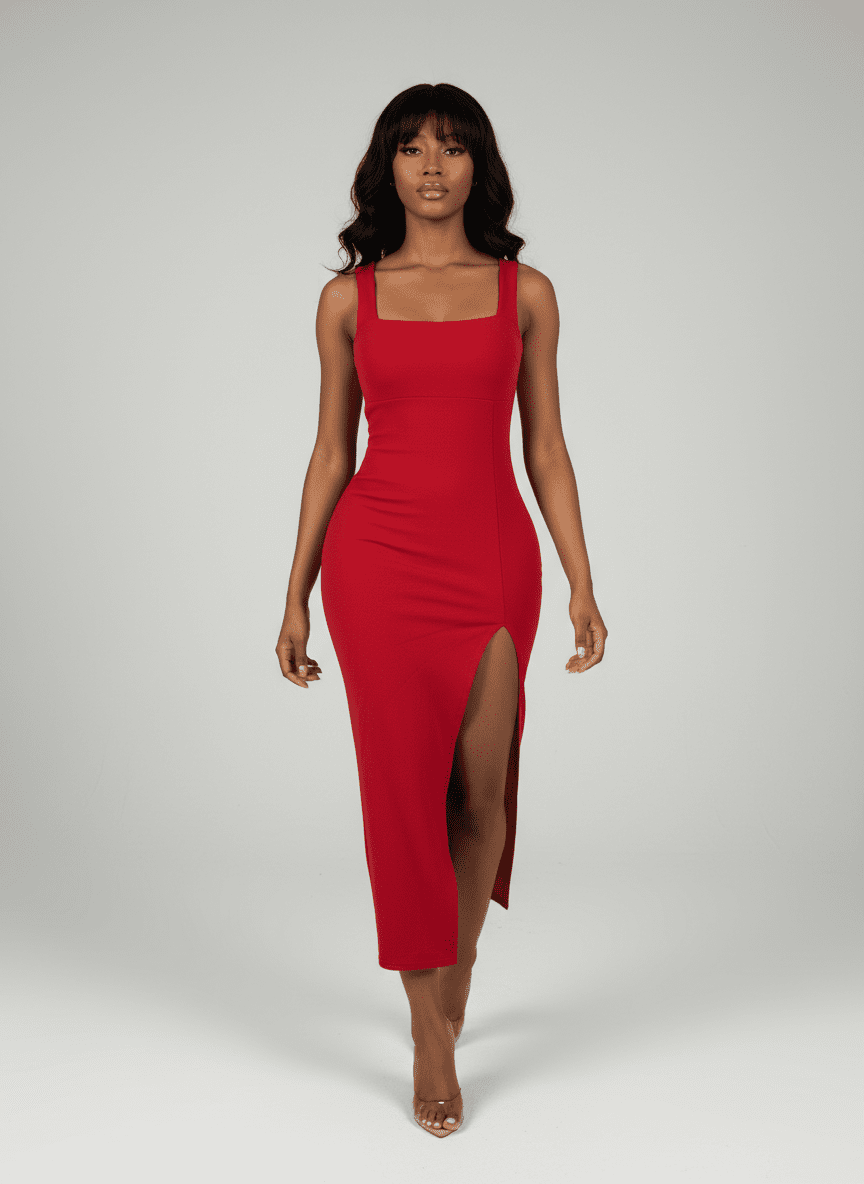 Robe moulante slim à fine bretelles longue - Perluna Store