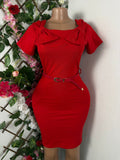 Robe moulante slim manches courtes col carré - Perluna Store