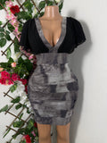 Robe moulante slim manches courtes col V - Perluna Store