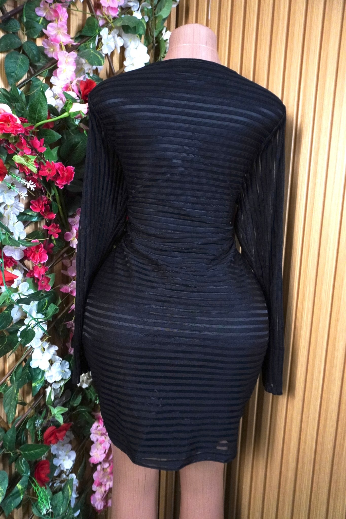 Robe moulante slim manches longues décolletée-XL - Perluna Store