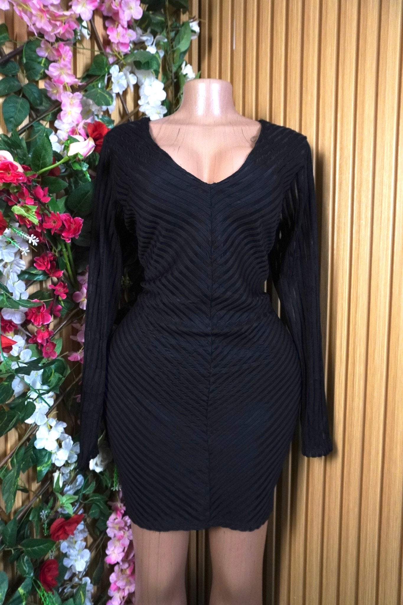 Robe moulante slim manches longues décolletée-XL - Perluna Store