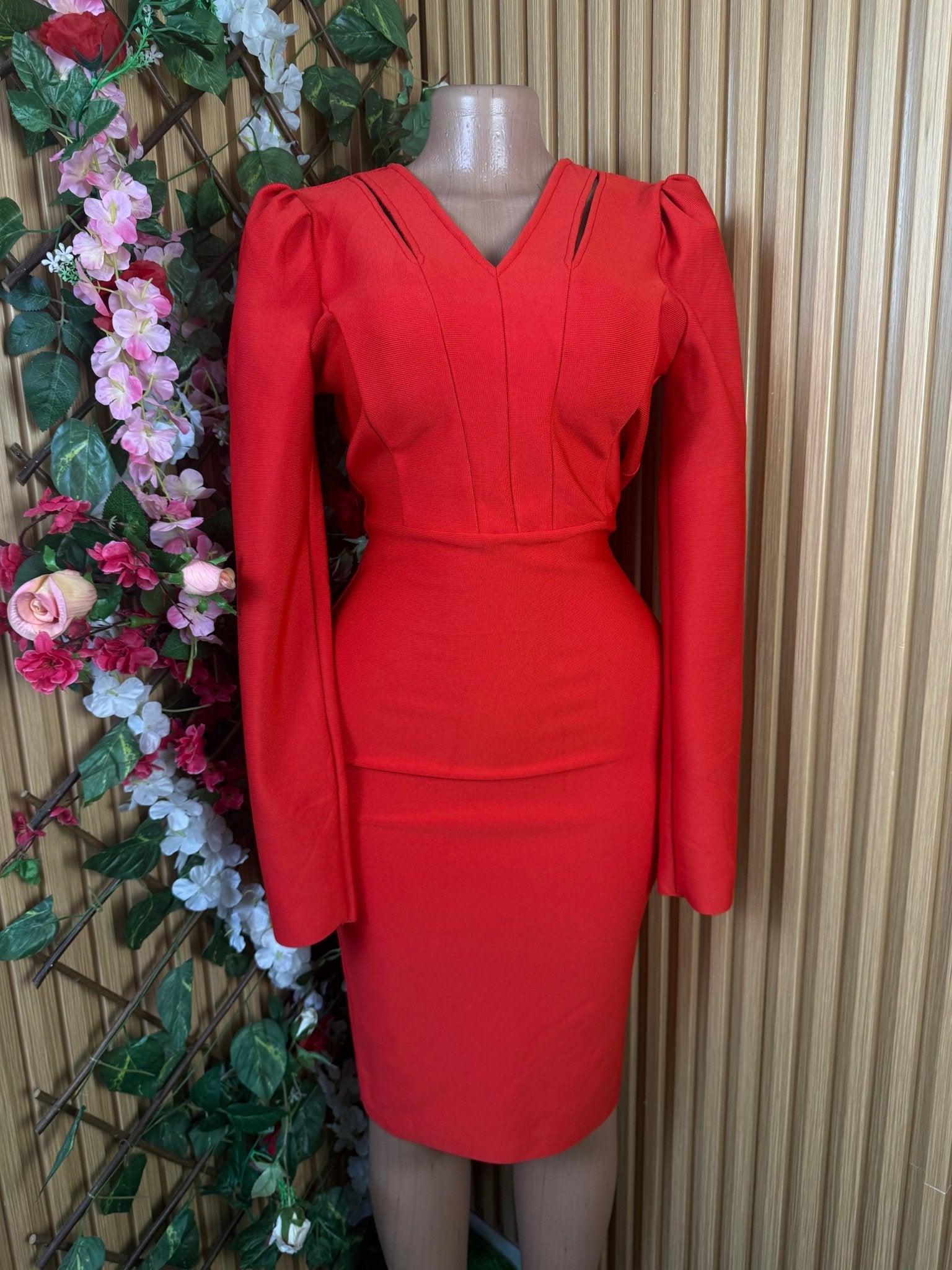 Robe moulante slim manches longues-M - Perluna Store