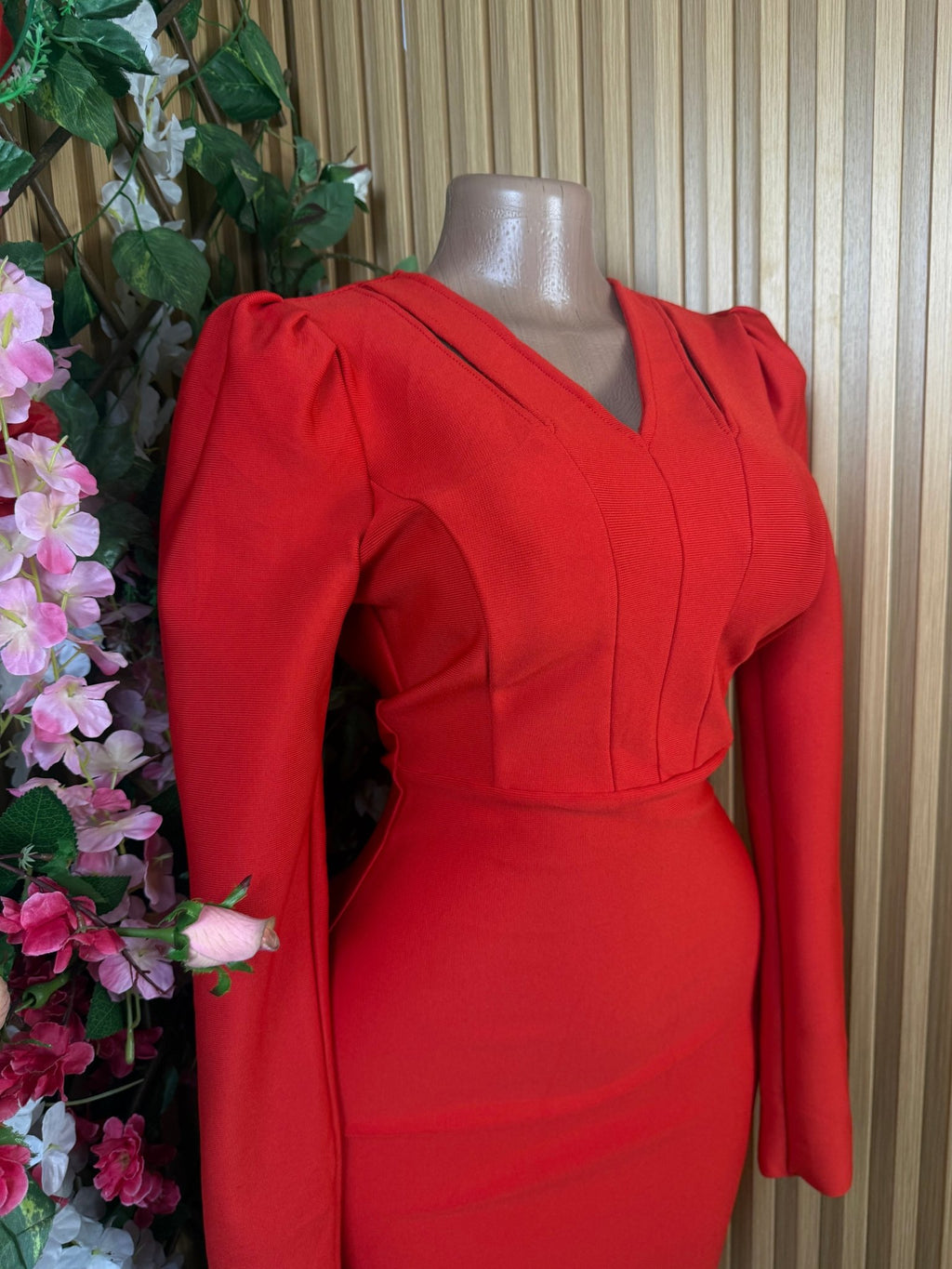 Robe moulante slim manches longues-M - Perluna Store
