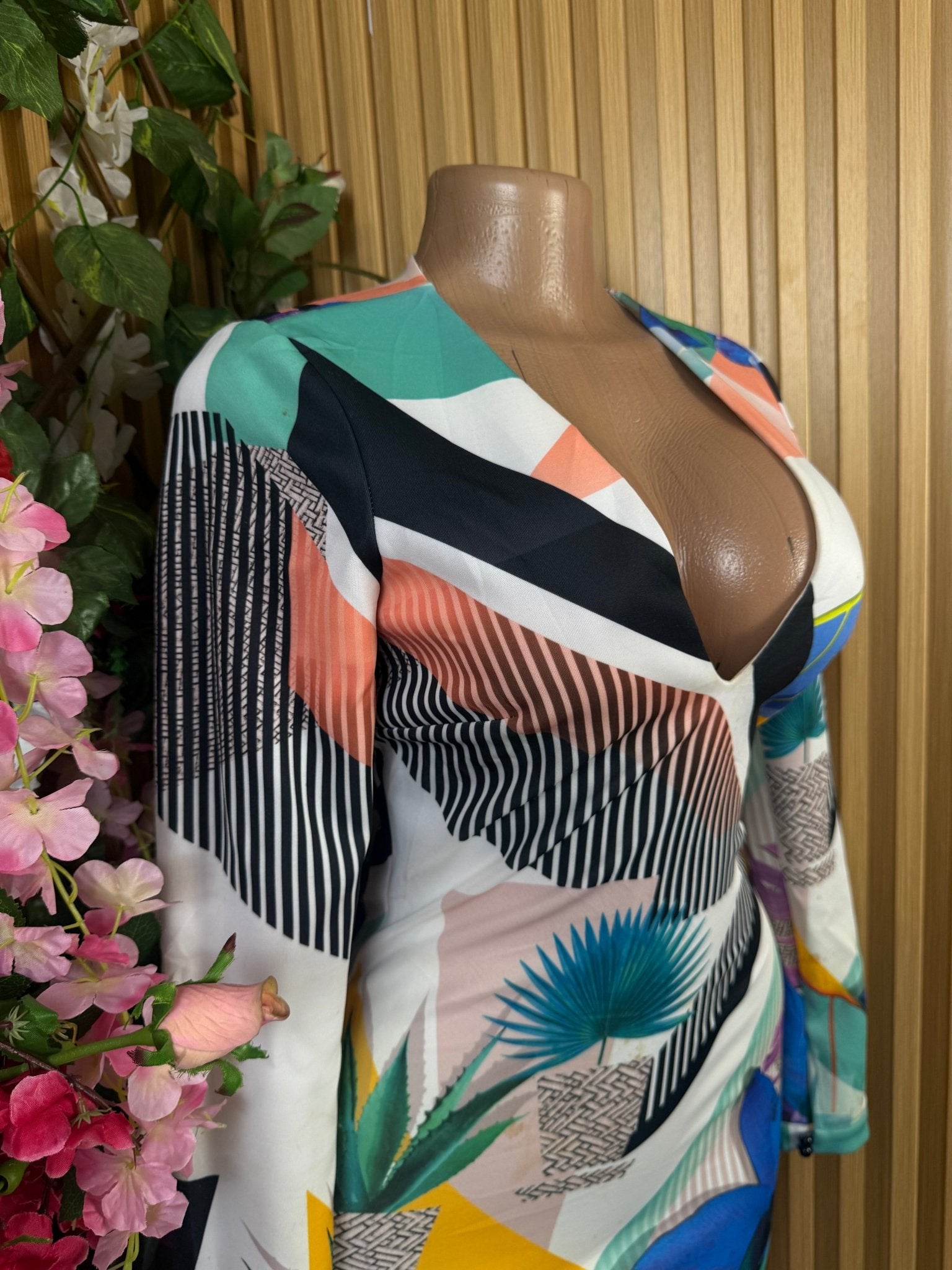Robe moulante slim manches longues-S - Perluna Store