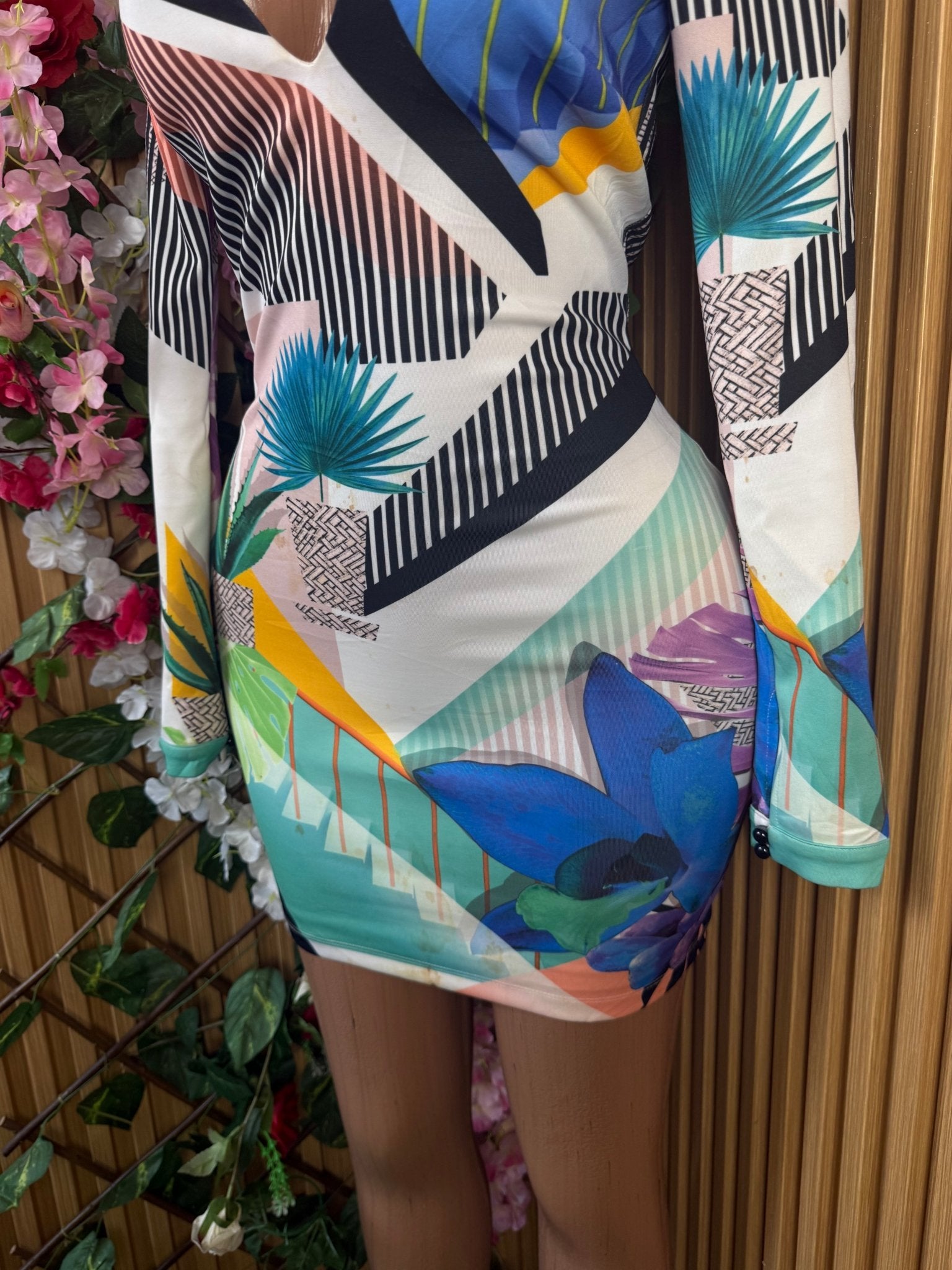 Robe moulante slim manches longues-S - Perluna Store