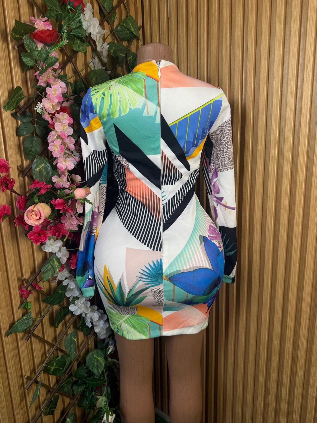 Robe moulante slim manches longues-S - Perluna Store