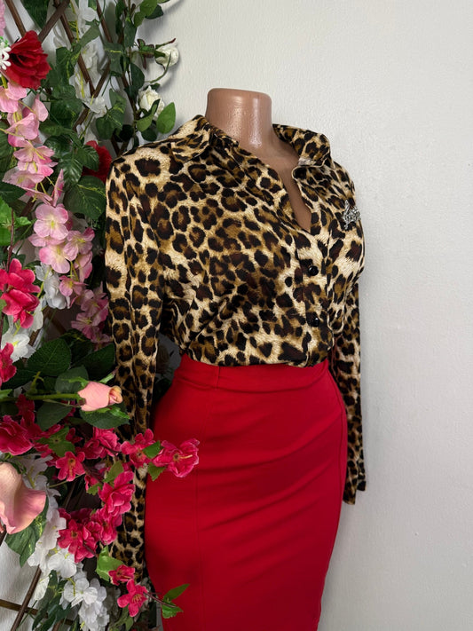 Robe moulante top chemise léopard - Perluna Store - kinshasa
