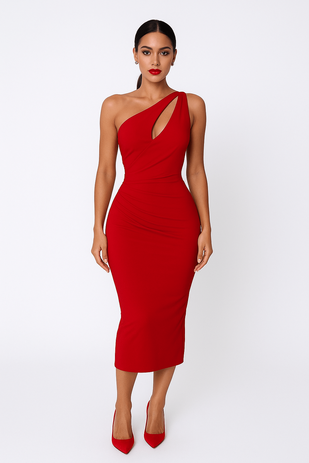 Robe soirée double bretelle une épaule- - Perluna Store
