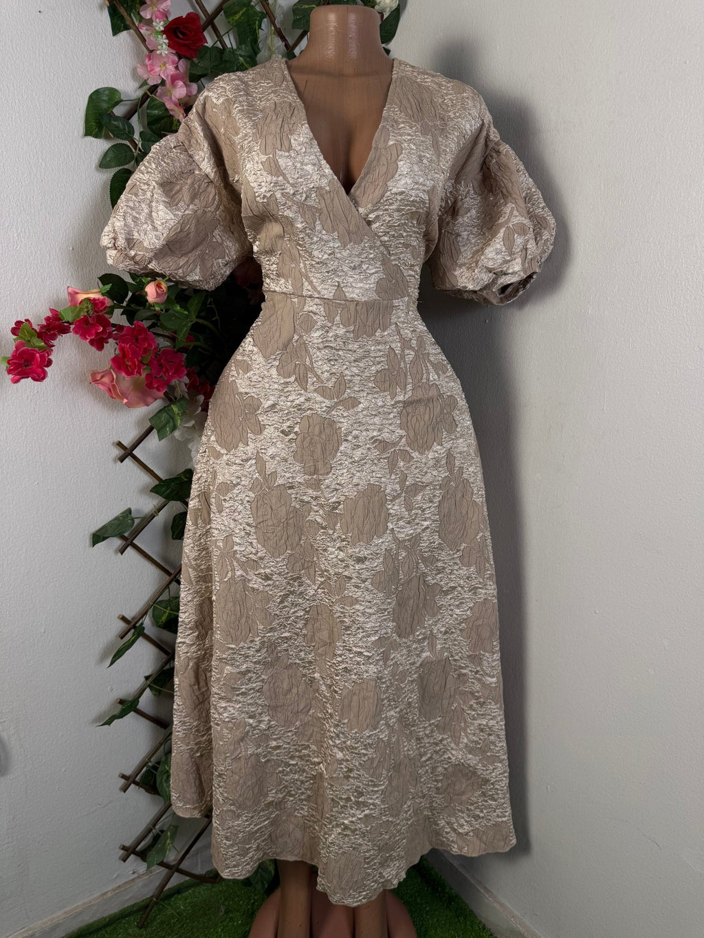 Robe soirée manches courtes col V - Perluna Store