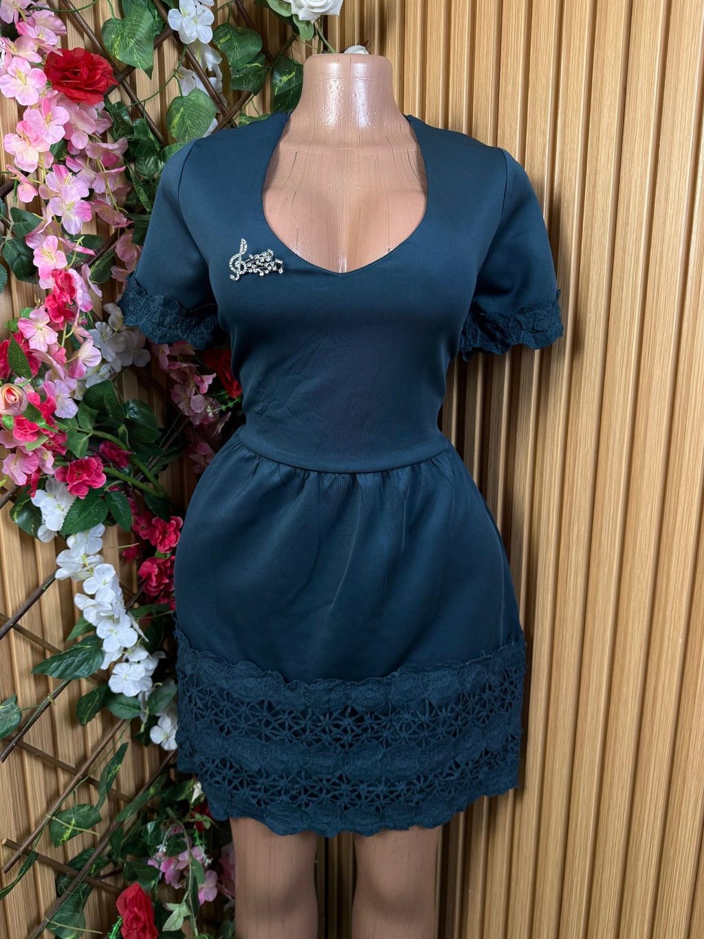 Robe &vasée manches courtes décollectée - Perluna Store